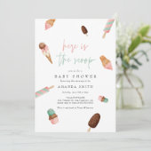 アイスクリーム スプリンクル ミント ピンク サマー ベイビー シャワー 招待状 (スタンド正面)