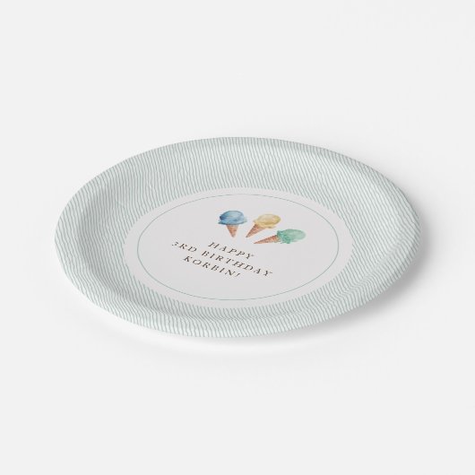 アイスクリーム テーマの誕生日パーティー 紙皿 (アングル)