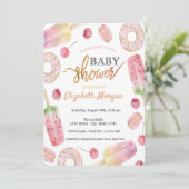 アイスクリーム、ドナッツスイーツベビーシャワー 招待状 (スタンド正面)