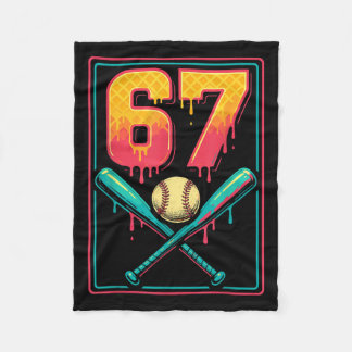 アイスクリーム ドリップ 野球 67 ミーム Gen Alpha &a フリースブランケット