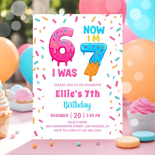 アイスクリーム ドーナツ 6歳 7歳 女の子 誕生日 招待状