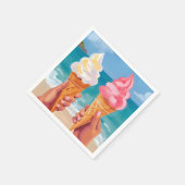 アイスクリーム ビーチ 海 水彩画 スタンダードカクテルナプキン (角)