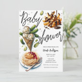 アイスクリーム＆ピクルス 不思議な妊娠中の食べたいもの ベビーシャワー 招待状 (スタンド正面)