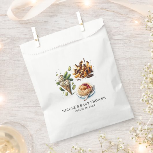 アイスクリーム&ピクルズク風変わりレーシングベビーシャワー フェイバーバッグ (クリップ留めされた状態)