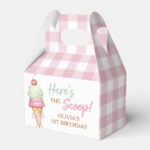 アイスクリーム ピンク リボン ギンガム 誕生日パーティー