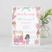 アイスクリーム＆フラワーの誕生日招待状 招待状 (スタンド正面)