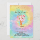 アイスクリーム、フルーツカラフル絞り染め赤ちゃんシャワー 招待状 (正面)