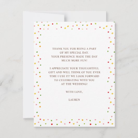 アイスクリーム ブライダルシャワーのフラットな感謝カード サンキューカード (裏面)