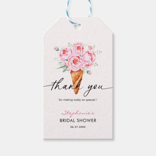 アイスクリーム プリザーブドフラワー シャワー ギフトタグ (正面)