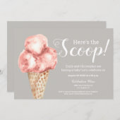 アイスクリーム ベイビーシャワー ニュートラル 招待状 (正面/裏面)