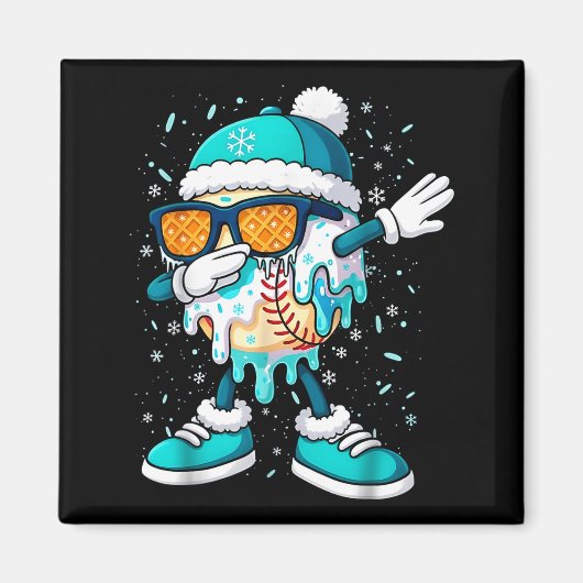 アイスクリーム ベースボール ドリップ ホームプレート バット クール フォー B マグネット (正面)