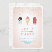 アイスクリーム&ポップシクルサマー招待状ピンク 招待状 (正面/裏面)