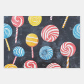 アイスクリーム、ロリポップ、甘いお菓子かわいいギフトセット ラッピングペーパーシート (正面3)