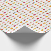 アイスクリーム&ロリーカラフルスクールフードかわいらし ラッピングペーパー (角)