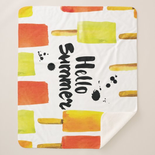 アイスクリーム：ヴィンテージ水彩 シェルパブランケット (正面)