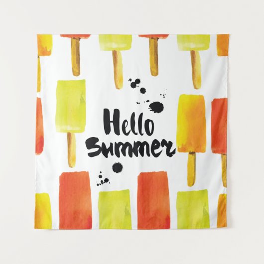 アイスクリーム：ヴィンテージ水彩 タペストリー (正面)