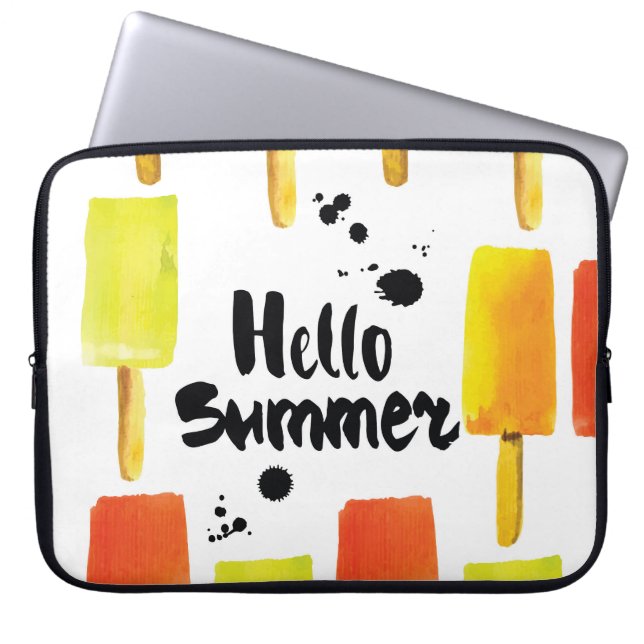 アイスクリーム：ヴィンテージ水彩 ラップトップスリーブ (正面)