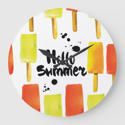 アイスクリーム：ヴィンテージ水彩 ラージ壁時計 (正面)