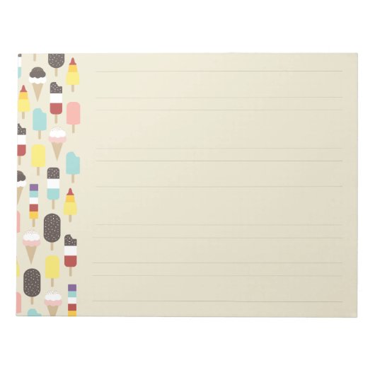 アイスクリーム&凍っていトリート（裏打ち）メモ帳 ノートパッド (正面)