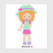 アイスクリーム、小さな女の子、オレンジの髪の女の子 シール (シート)