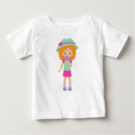 アイスクリーム、小さな女の子、オレンジの髪の女の子 ベビーTシャツ