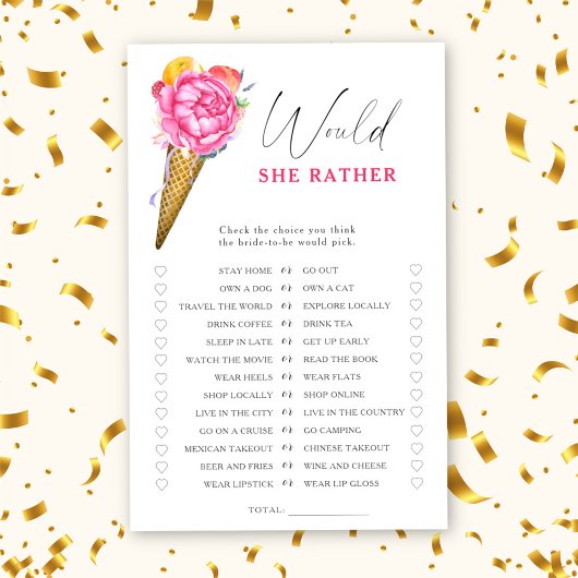 アイスクリーム – 彼女はむしろブライダルシャワーゲーム