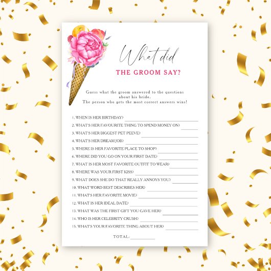 アイスクリーム – 新郎は何と言ったブライダルゲーム