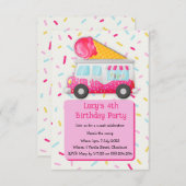 アイスクリーム、甘いお祝い誕生日パーティー招待状 招待状 (正面/裏面)