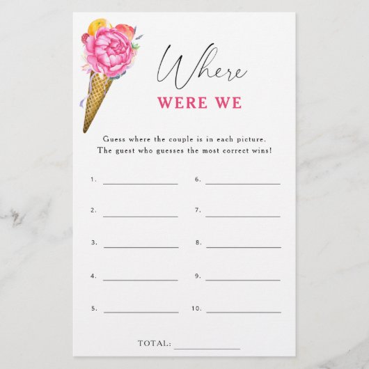 アイスクリーム – 私たちはブライダルシャワーゲーム (正面)
