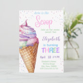 アイスクリーム 3歳の誕生日パーティー招待状 招待状 (スタンド正面)