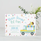 アイスクリーム 3RD サード バースデー 兄弟 姉妹 トリプレット ツイン 招待状 (スタンド正面)