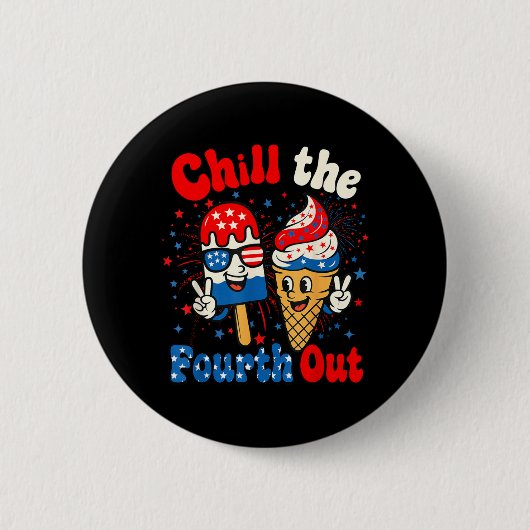 アイスクリーム 4th of July ジョークTシャツ 缶バッジ (正面)