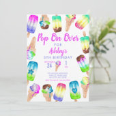 アイスクリーム | Popsicle |カラフル誕生日 招待状 (スタンド正面)