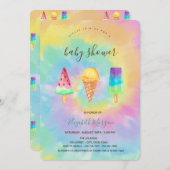 アイスクレカッコいいームサマー絞り染めベビーシャワー 招待状 (正面/裏面)