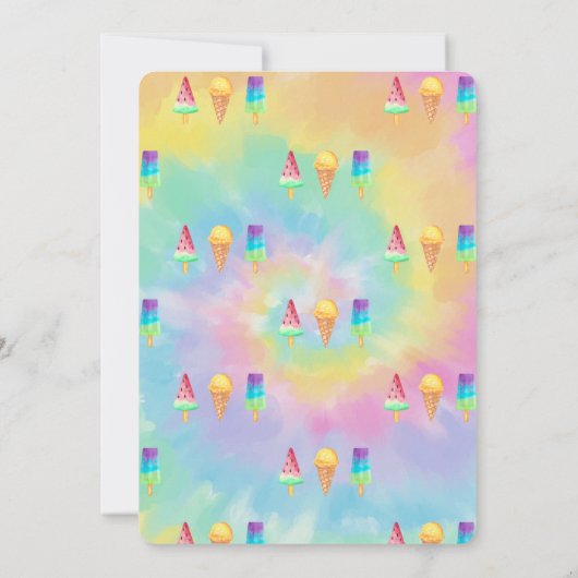 アイスクレカッコいいームサマー絞り染めベビーシャワー 招待状 (裏面)