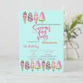 アイスクレームコーン夏の誕生日パーティー 招待状 (スタンド正面)