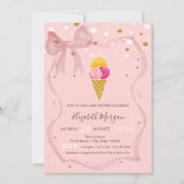 アイスクレームスターズピンクボウ赤ちゃんシャワー 招待状 (正面)