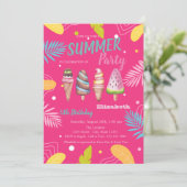 アイスクレームトロピカル離れスピンク誕生日 招待状 (スタンド正面)