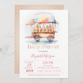 アイスクレ点々のあるームベビーシャワー 招待状 (正面/裏面)