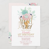 アイスクールクリームサボスストライプの誕生日 招待状 (正面/裏面)