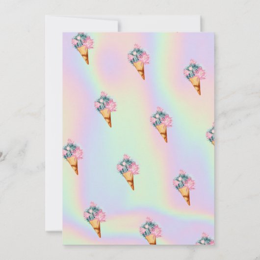 アイスクールクリームサボテンのホログラフィック誕生日 招待状 (裏面)