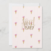 アイスクールクリームピンクフラミンゴストライプの誕生日 招待状 (裏面)