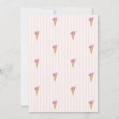 アイスクールクリームピンクフラミンゴボウストライプの誕生日 招待状 (裏面)