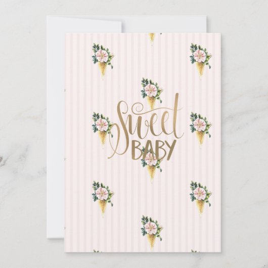 アイスクールクリームフラワーストライプの誕生日 招待状 (裏面)