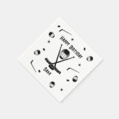 アイスクールホッケーブラック&ホワイト誕生日パーティー スタンダードカクテルナプキン (角)