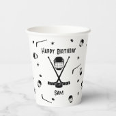 アイスクールホッケーブラック&ホワイト誕生日パーティー 紙コップ (裏面)