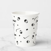 アイスクールホッケーブラック&ホワイト誕生日パーティー 紙コップ (左)