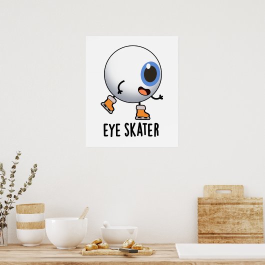 アイスケーターおもしろいアイススケートで滑るパン ポスター (キッチン)