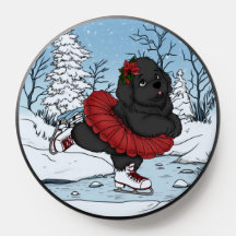 アイスケーティングニューファンドランド子犬の冬ワンダーランド