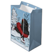 アイスケーティングニューファンドランド子犬の冬ワンダーランド ミディアムペーパーバッグ (正面アングル)